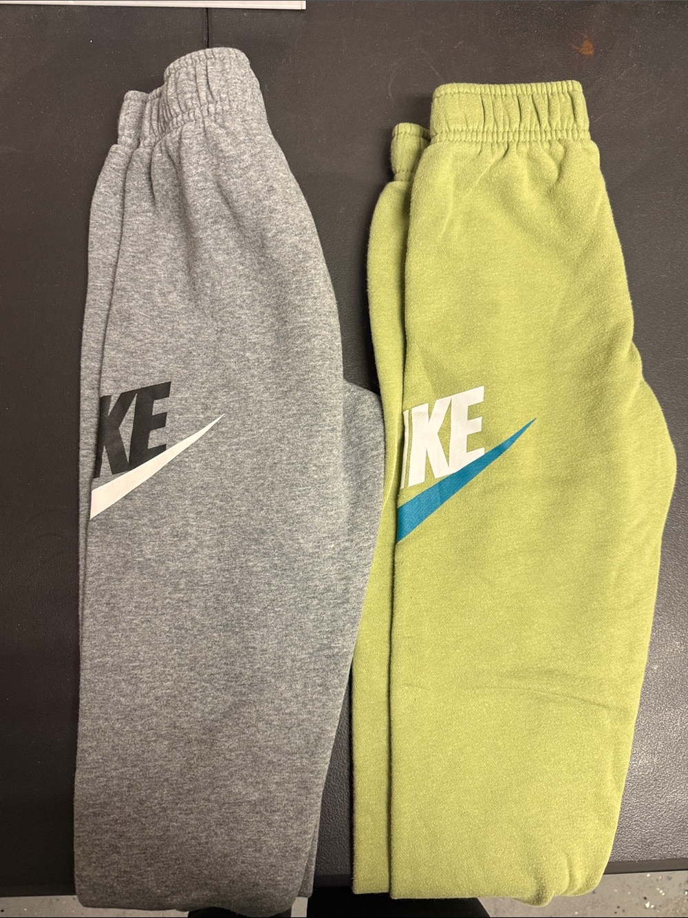 Nike Kids Grey and Lime Green Logo Joggers